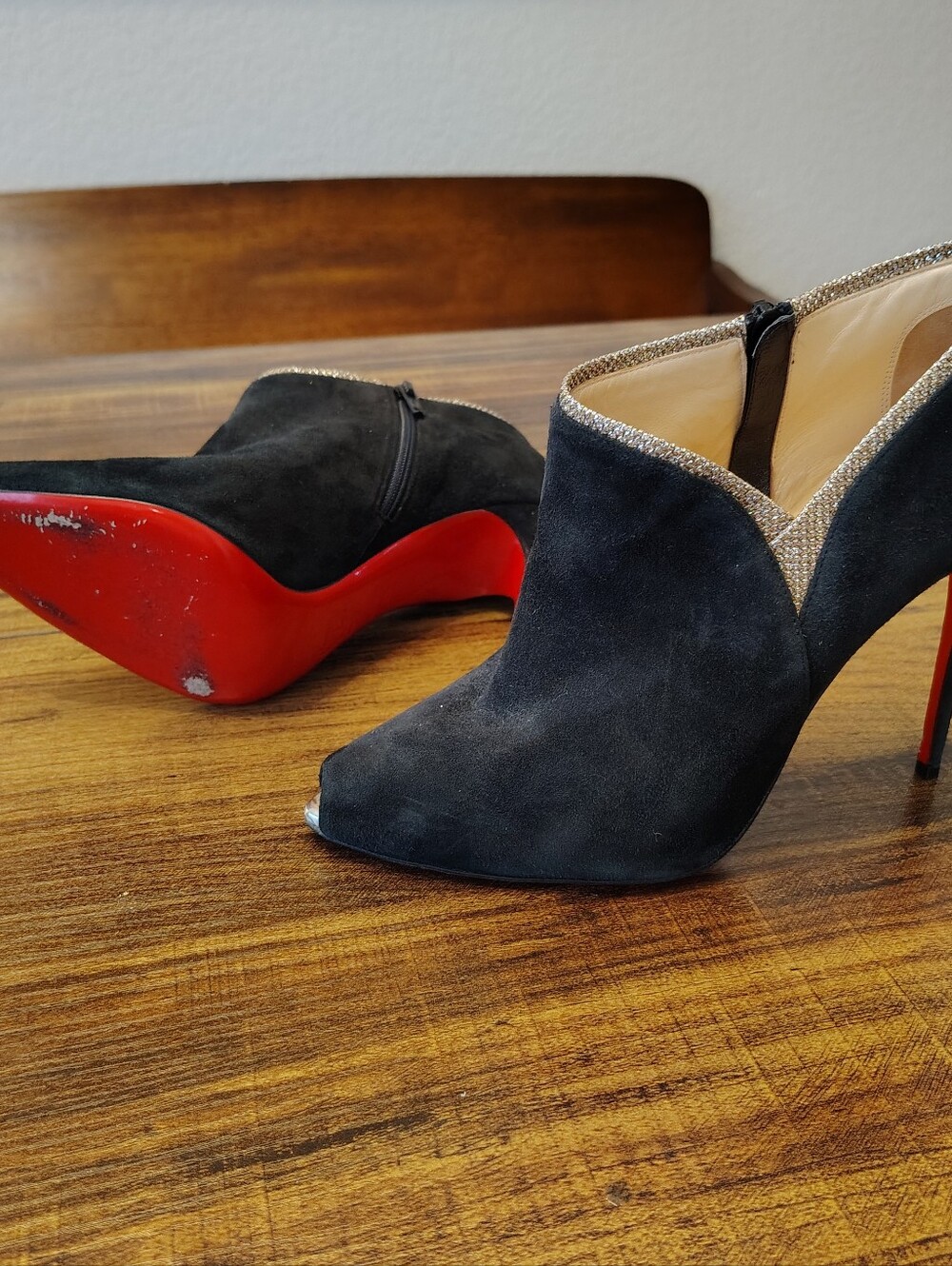 Christian Louboutin Black Heel Bootie Shoes 38 8 7.5 7
